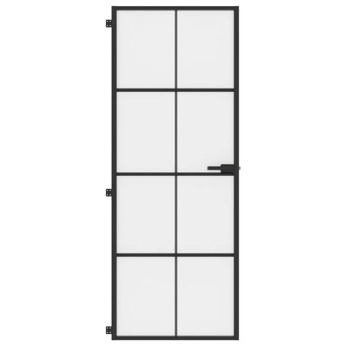 Интериорна врата черна 76x201,5 см закалено стъкло и алуминий