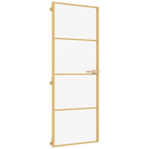 Интериорна врата златиста 76x201,5 см закалено стъкло алуминий