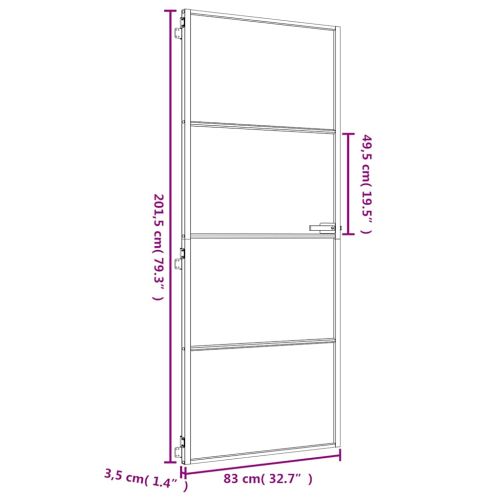 Интериорна врата златиста 83x201,5 см закалено стъкло, алуминий