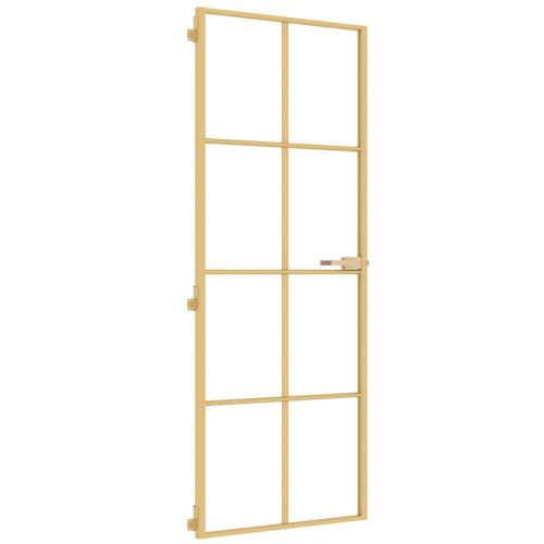 Интериорна врата златиста 76x201,5 см закалено стъкло алуминий