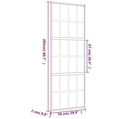 Плъзгаща се врата 76x205 см матирано ESG стъкло и алуминий