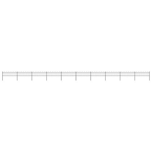 Градинска ограда с обръч връх, стомана, 1781,5x60 см, черна