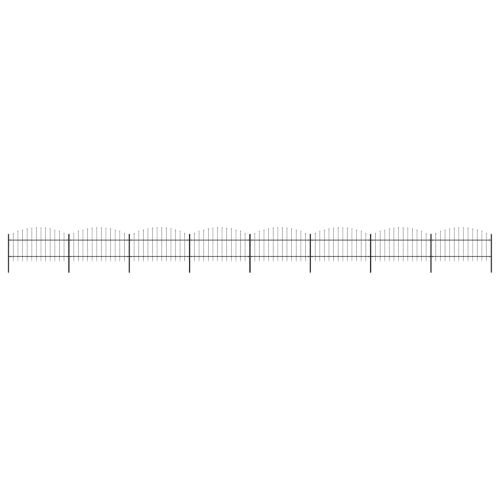 Градинска ограда с пики, стомана, (1-1,25)x13,6 м, черна
