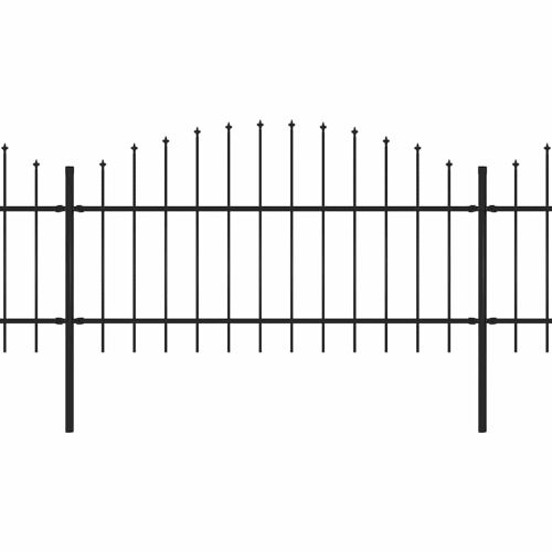 Градинска ограда с пики, стомана, (1-1,25)x13,6 м, черна