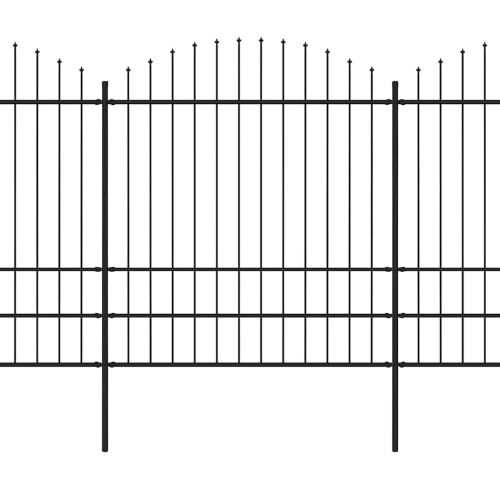 Градинска ограда с връх тип копие, стомана, 714,5x200 см, черна