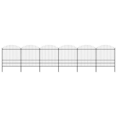 Градинска ограда с връх тип копие, стомана, 1070x200 см, черна