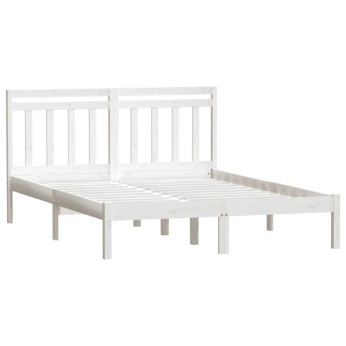 рамка за легло бяло 150x200 см King Size масивно дърво