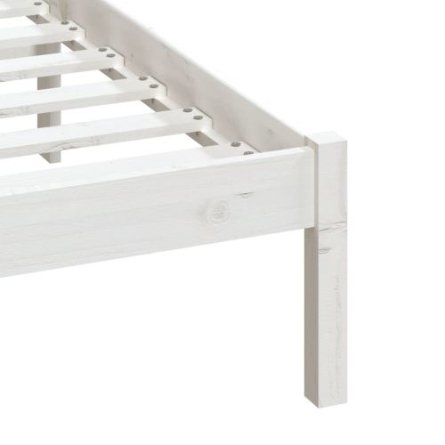 рамка за легло бяло 150x200 см King Size масивно дърво