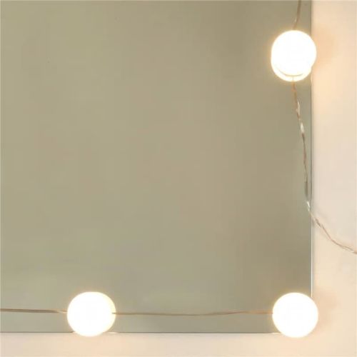 Комплект тоалетка с LED, бял гланц, инженерно дърво