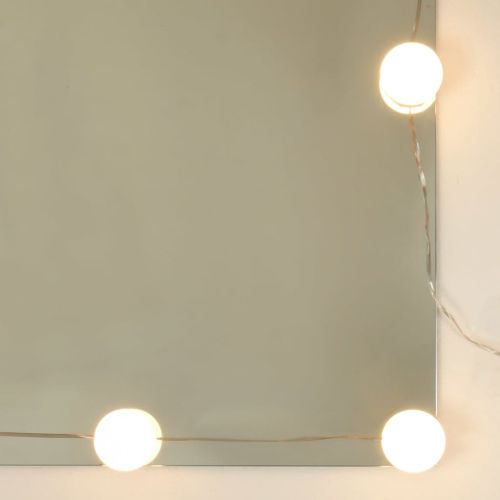 Комплект тоалетка с LED, кафяв дъб, инженерно дърво