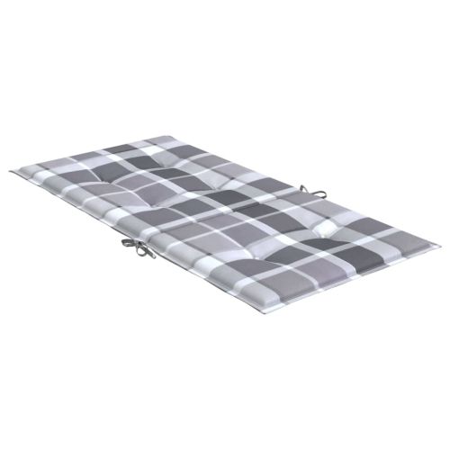 Възглавници за столове 4 бр сиво каре 100x50x3 см Оксфорд плат