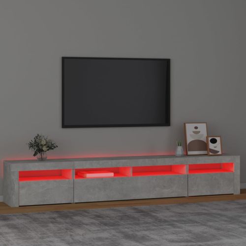 ТВ шкаф с LED осветление, бетонно сив, 240x35x40 см
