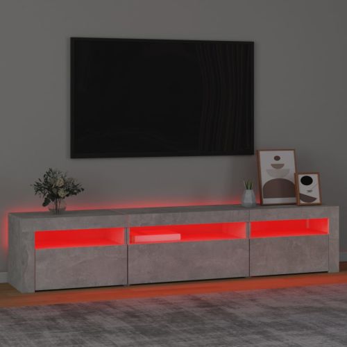 ТВ шкаф с LED осветление, бетонно сив, 195x35x40 см