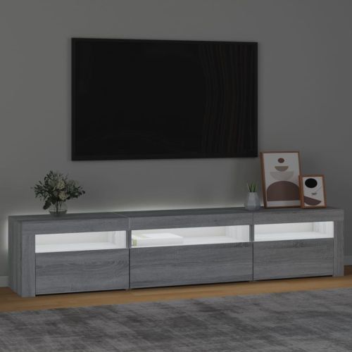 ТВ шкаф с LED осветление, сив сонома, 195x35x40 см