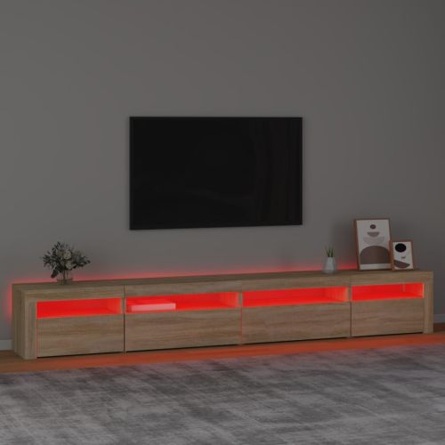 ТВ шкаф с LED осветление, дъб сонома, 270x35x40 см