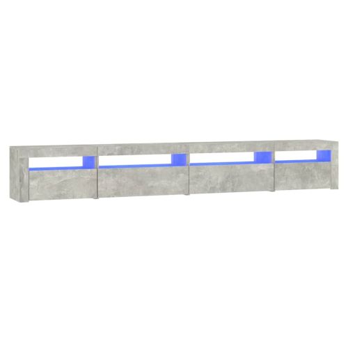 ТВ шкаф с LED осветление, бетонно сив, 270x35x40 см