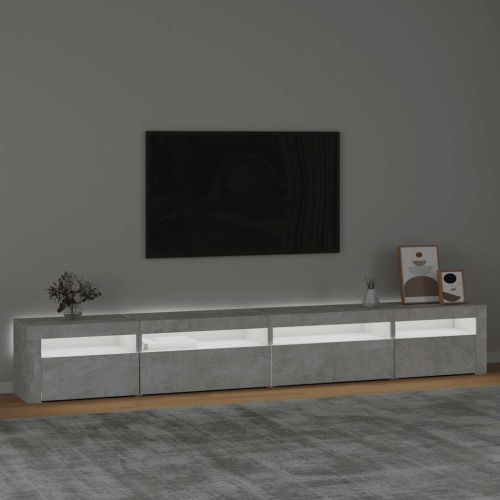 ТВ шкаф с LED осветление, бетонно сив, 270x35x40 см