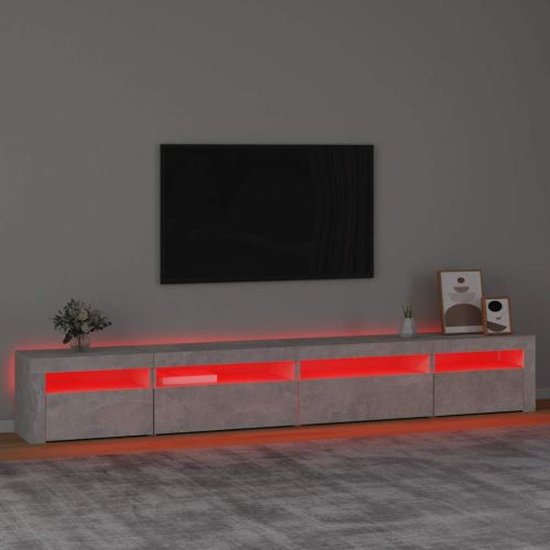 ТВ шкаф с LED осветление, бетонно сив, 270x35x40 см