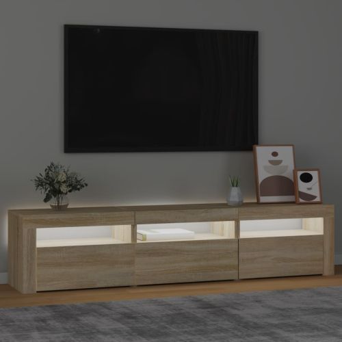 ТВ шкаф с LED осветление, дъб сонома, 180x35x40 см