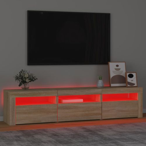 ТВ шкаф с LED осветление, дъб сонома, 180x35x40 см