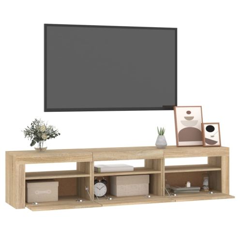 ТВ шкаф с LED осветление, дъб сонома, 180x35x40 см