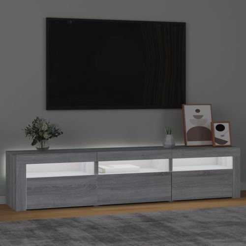 ТВ шкаф с LED осветление, сив сонома, 180x35x40 см