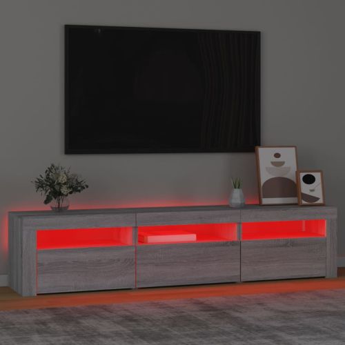 ТВ шкаф с LED осветление, сив сонома, 180x35x40 см
