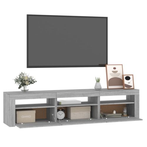 ТВ шкаф с LED осветление, сив сонома, 180x35x40 см