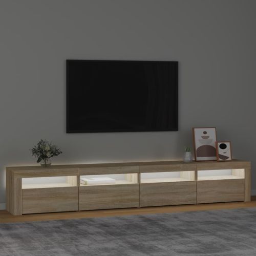 ТВ шкаф с LED осветление, дъб сонома, 240x35x40 см
