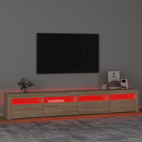 ТВ шкаф с LED осветление, дъб сонома, 240x35x40 см