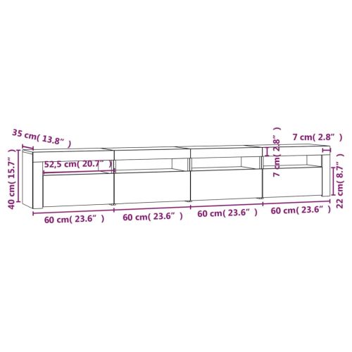 ТВ шкаф с LED осветление, дъб сонома, 240x35x40 см