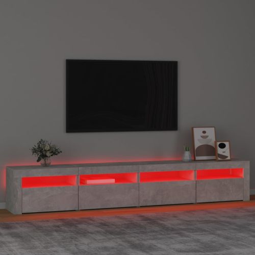 ТВ шкаф с LED осветление, бетонно сив, 240x35x40 см