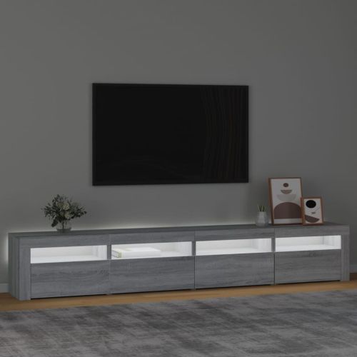 ТВ шкаф с LED осветление, сив сонома, 240x35x40 см