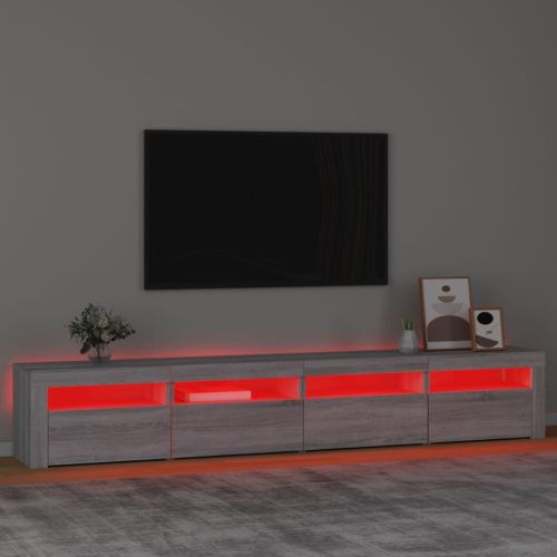 ТВ шкаф с LED осветление, сив сонома, 240x35x40 см