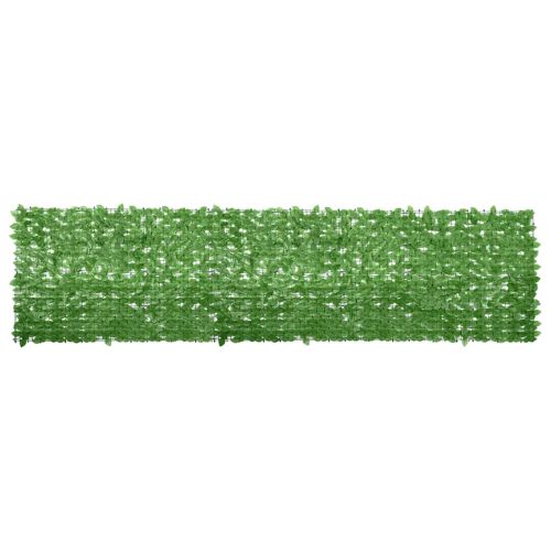 Балконски параван със зелени листа, 400x100 см