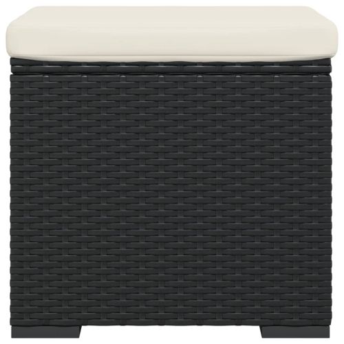 Табуретки с възглавници 2 бр черни 40x30x40 см полиратан