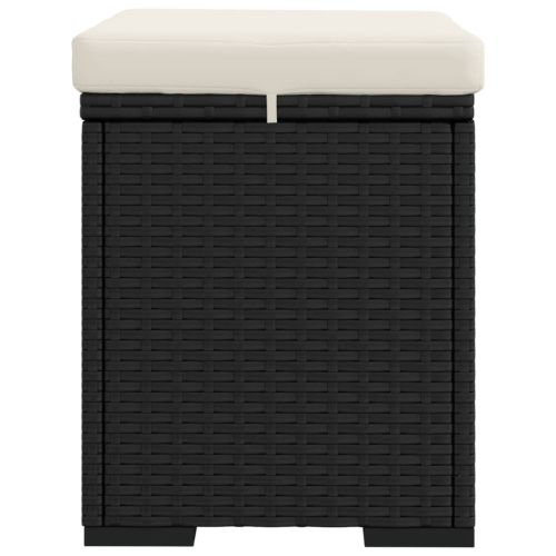 Табуретки с възглавници 2 бр черни 40x30x40 см полиратан
