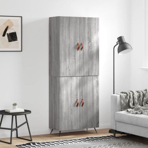 Висок шкаф, сив сонома, 69,5x34x180 см, инженерно дърво