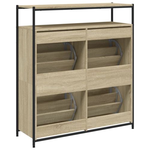 Шкаф за обувки с 4 флип чекмеджета сонома дъб 100x34x112 см