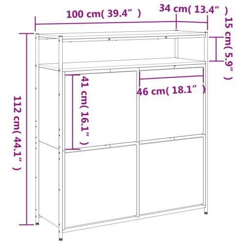 Шкаф за обувки с 4 флип чекмеджета сонома дъб 100x34x112 см