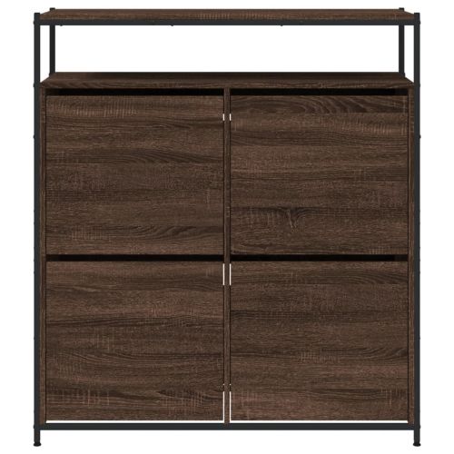 Шкаф за обувки с 4 флип чекмеджета кафяв дъб 100x34x112 см