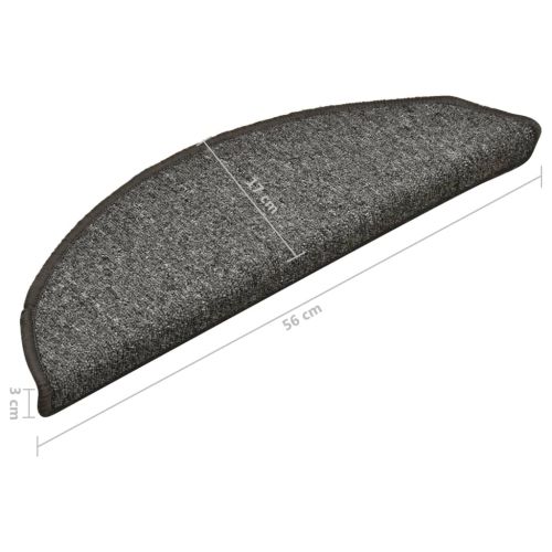 Изтривалки за стълби, 15 бр., 56x17x3 см, тъмносиви, полукръгли