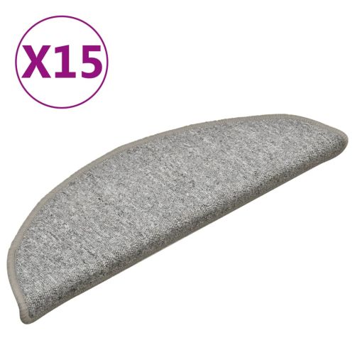 Изтривалки за стълби, 15 бр., 56x17x3 см, светлосиви, полукръгли