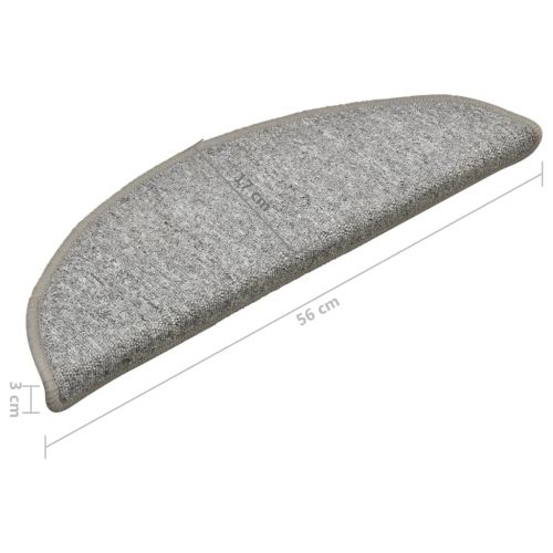 Изтривалки за стълби, 15 бр., 56x17x3 см, светлосиви, полукръгли