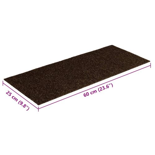 Изтривалки за стълби, самозалепващи се, 15 бр., 60x25 см, кафяви, правоъгълни