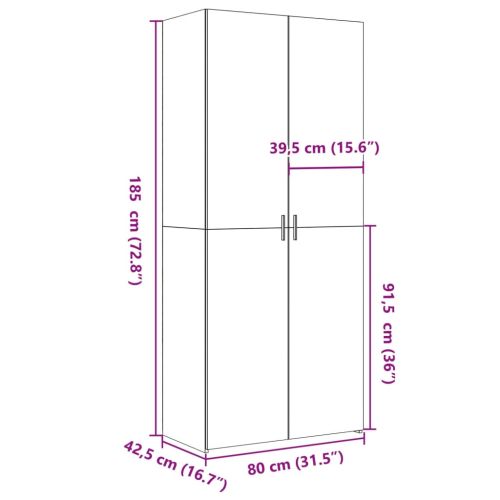 Висок шкаф, сив сонома, 80x42,5x185 см, инженерно дърво