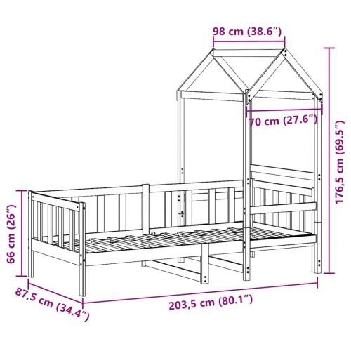 Дневно легло с покрив без матрак 80x200 cm Масивна дървесина