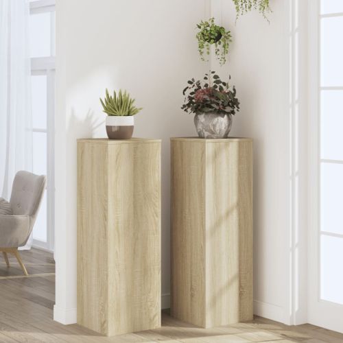 Стойки за растения 2 бр дъб сонома 33x33x100 см инженерно дърво