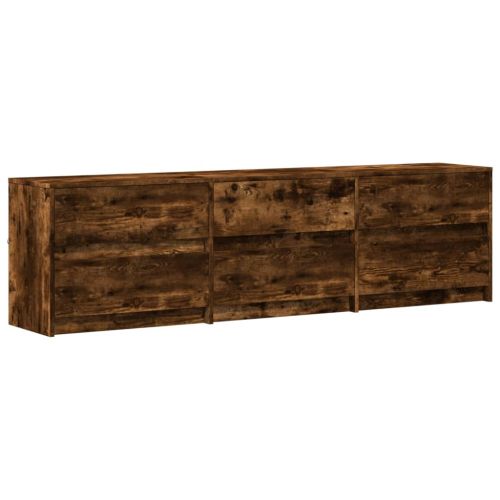 ТВ шкаф с LED, опушен дъб, 180x34x50 см, инженерно дърво