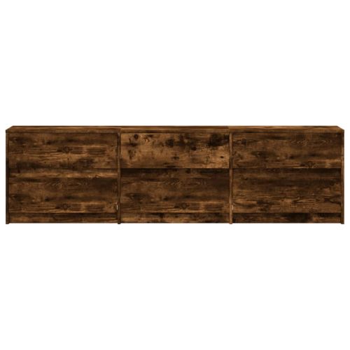 ТВ шкаф с LED, опушен дъб, 180x34x50 см, инженерно дърво